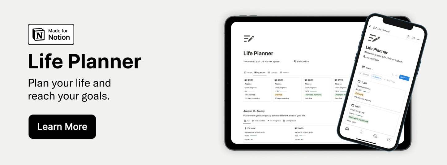 Advanced Life Planner – All-in-One Notion Template for Productivity & Growth